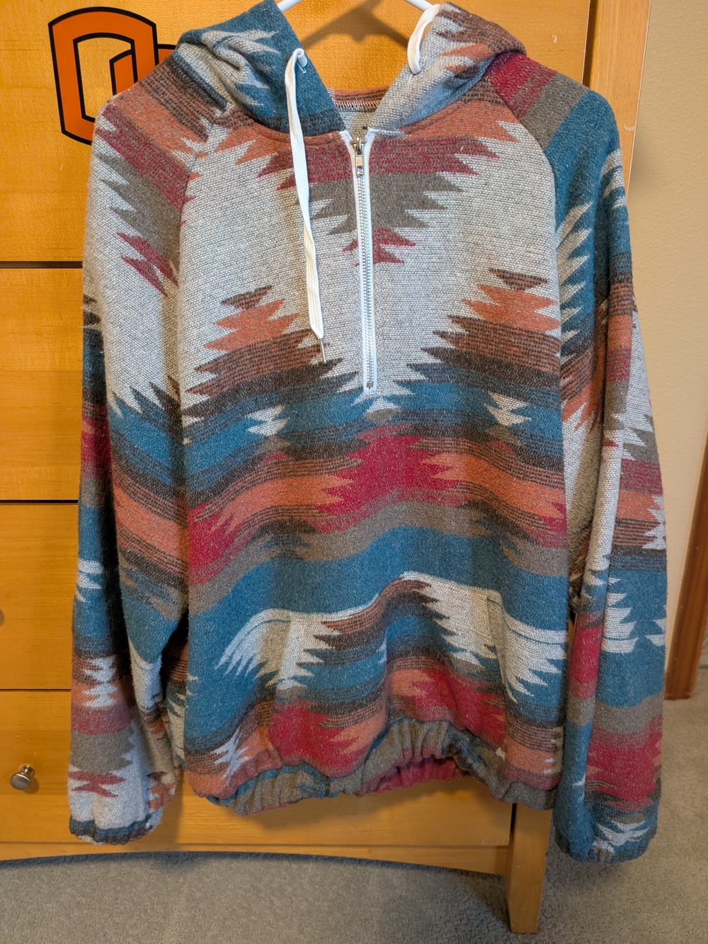 Women's Aztec Knit Half-Zip Hoodie Sweater - Multicolor